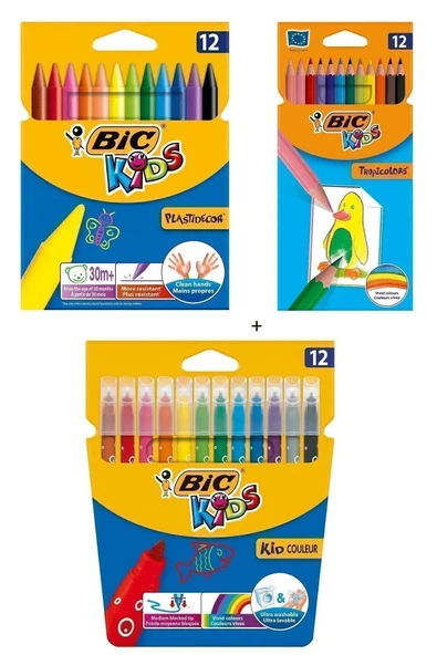 Bic Pastel Boya Kalemi 12'li Kuru Boya Kalemi 12'li Yıkanabilir Keçeli Boya Kalemi 12'li ürün görseli 1