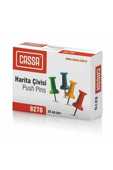 Cassa 8270 Harita Çivisi Renkli 5 Kutu 100 Adet ürün görseli 1