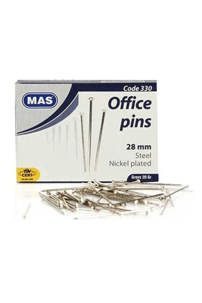 Mas 330 Toplu Iğne 20 gr 28 Mm Nikelli ürün görseli 1