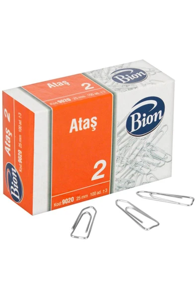 Mas Marka: 9020 Bion Ataş 25 Mm No:2 100'lü Paket Kategori: Ataşlar ürün görseli 1