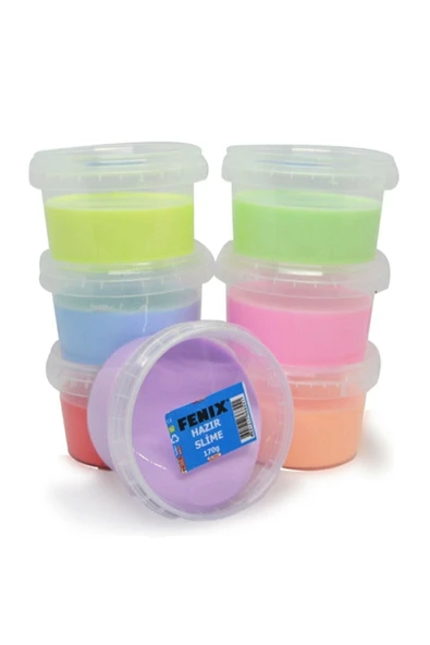 Fenix Yuvarlak Kutuda 6 Renk Hazır Slime - Hazır Slaym - 6x170gr Toplam 1020gr.hsx ürün görseli 1