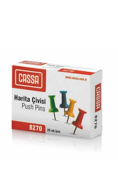Cassa 8270 Harita Çivisi Renkli 20'li Paket ürün görseli 1