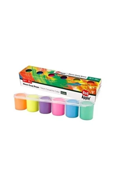 Red Apple Neon Guaj Boya 6 Renk X 25 ml Sıralı Set ürün görseli 1