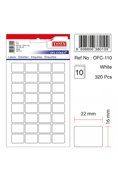 Tanex Beyaz Etiket Ölçü : 22×16 Mm Ofc-110 ürün görseli 1