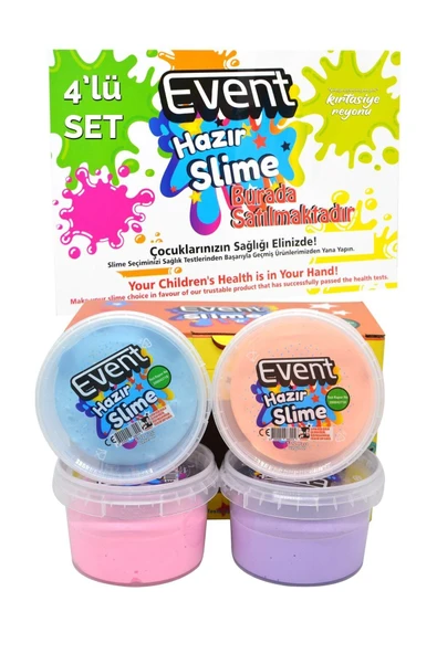EVENT Özel Kutulu 4 Renk 180 Gr Hazır Slime Ce Belgeli Kaliteli Ürün Ele Yapışmaz ürün görseli 1