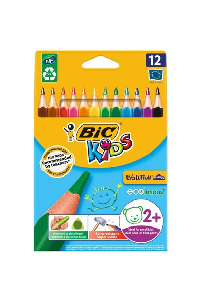 Bic Evolutıon Üçgen Jumbo Boya Kalemi 12 Renk-Kamp Bic-82973511 ürün görseli 1