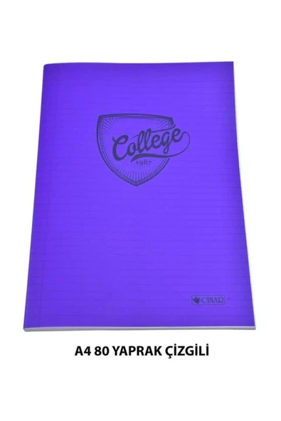 3 Çınar Çınar Pvc Kapaklı A4 Çizgili Defter 80 Yaprak 4 Adet ürün görseli 1