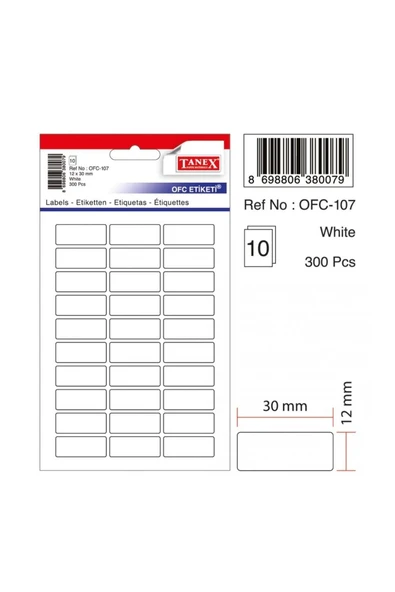Tanex Ofc-107 Beyaz Ofis Etiketi 300'lü Paket ürün görseli 1
