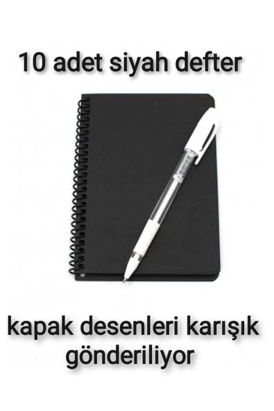 MEKAFİX 10'lu Siyah Defter Ve 10 Adet Beyaz Kalem ürün görseli 1