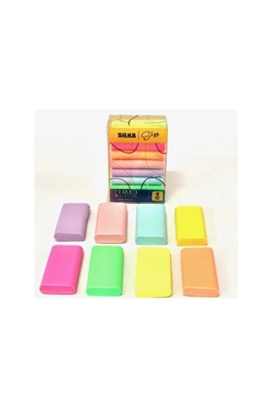 Silka Pastel Renkli 8 Adet Silgi - 8 Farklı Renk ürün görseli 1