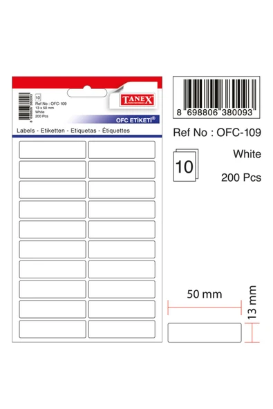 Tanex Ofc-109 Çıkartma Etiket 50x13 Mm 10 Lu ürün görseli 1