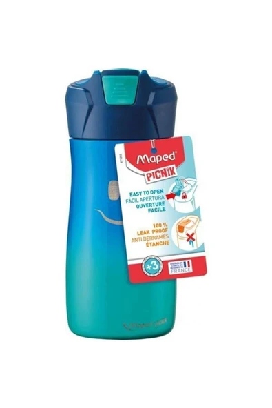 Maped Picnik 430ml Çelik Matara Gülen Yüz Figürlü Mavi 620ZSERI ürün görseli 1