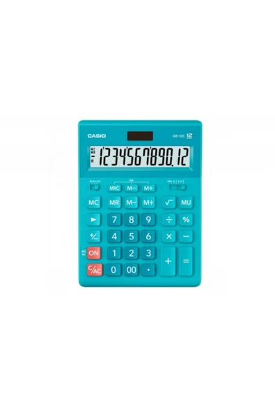 Casio GR-12C-LB 12 Hane Mavi Masa Üstü Hesap Makinesi ürün görseli 1