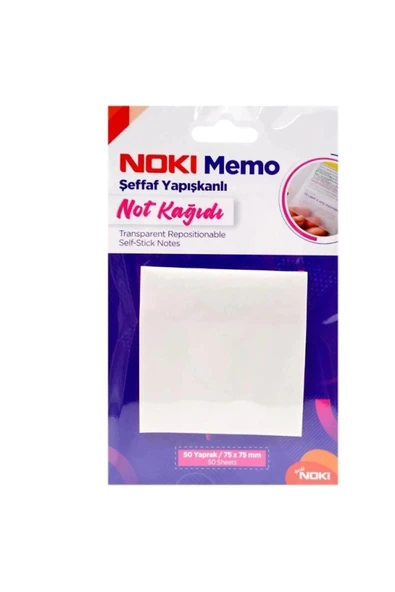 Noki Memo Şeffaf Yapışkanlı Not Kağıdı 50yp.75x75mm. - 12300 ürün görseli 1