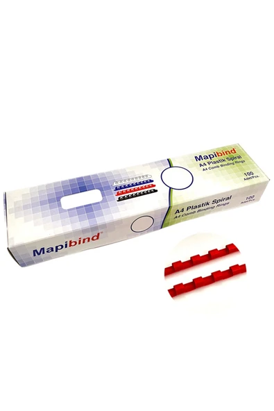 Mapi MAPİBİND 8MM PLASTİK SPİRAL KIRMIZI 100 AD. ürün görseli 1
