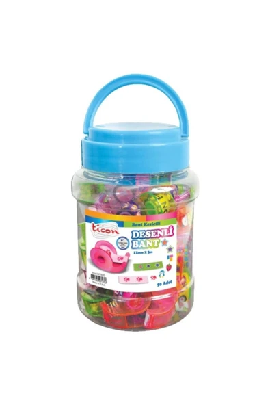 Ticon Desenli Bant Kesicili Bant 12x3 Mt. 50 Li 167845 (1 Paket 50 Adet) ürün görseli 1
