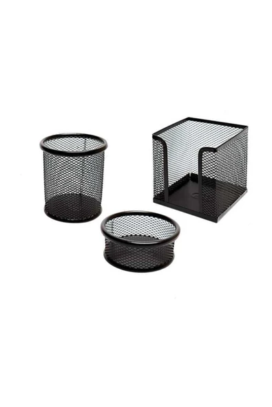 Biofin Offıcelıne Metal Tel Masa Üstü 3lü Set ( Kalemlik-küp Notluk - Ataşlık Fx ürün görseli 1