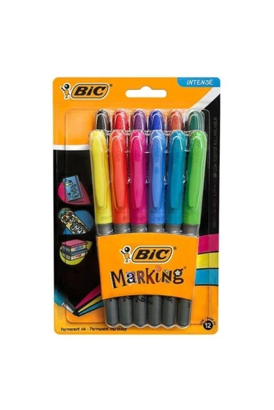 Bic Marking Color Karişik Siyah Mavi Kirmizi 12li ürün görseli 1