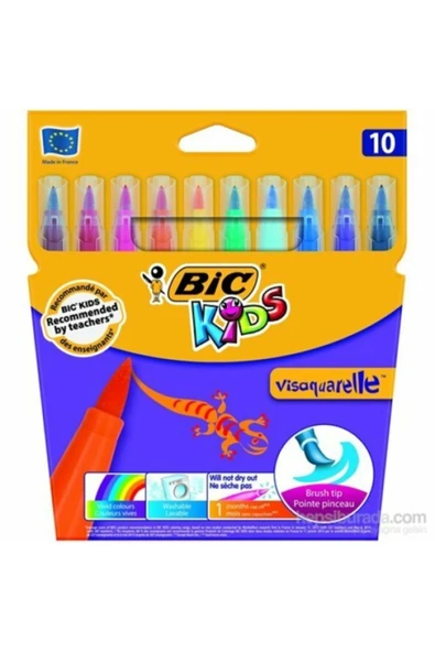 Bic Visa Fırça Uçlu Keçeli Boya Kalemi 10`lu Kutu 3270220001553 ürün görseli 1