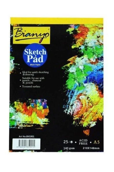 Bianyo Sketch Pad Eskiz Defteri Siyah A5 25 Yaprak 140 Gr ürün görseli 1
