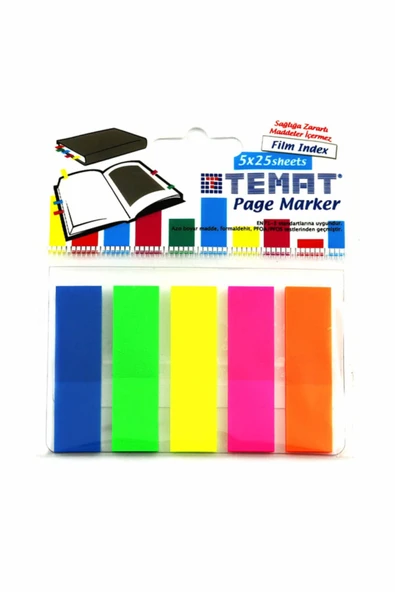 Temat 45X12 İndex Yapışkanlı Ayraç 5X25 Yp. 10861 ürün görseli 1