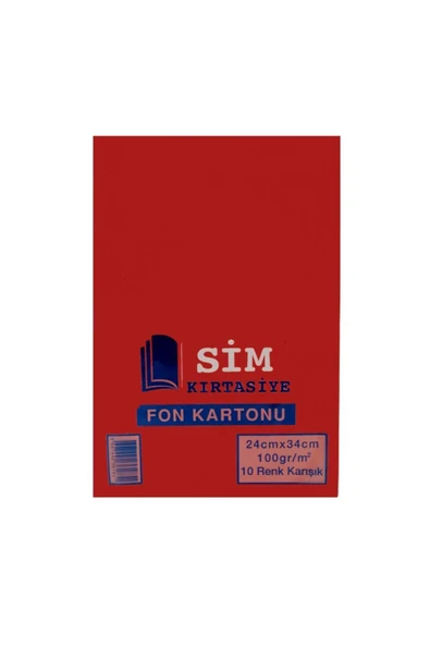 SİM 24x34 10 Renk Fon Kartonu 1 Paket ürün görseli 1