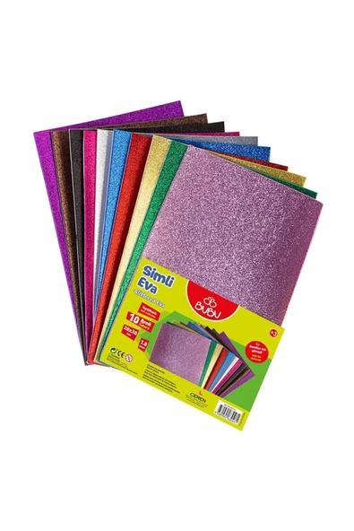 Bubu Bu-bu Ev0038 Simli Yapışkanlı Eva 20x30cm 10 Renk ürün görseli 1