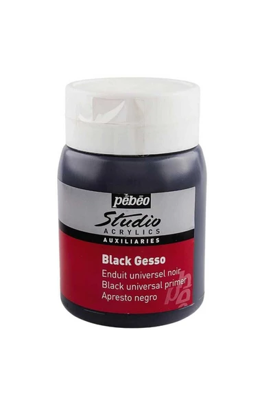 Pebeo Akrilik Siyah Gesso Studio Astar Boya - 500ml ürün görseli 1