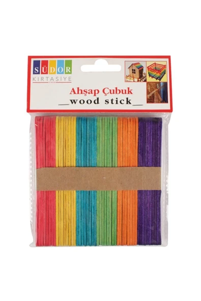 Südor Bs69 Ahşap Çubuk Küçük Renkli Dondurma Çubuğu 50 Li ürün görseli 1