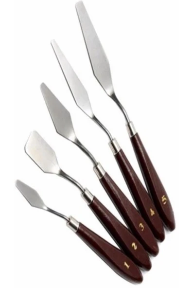 Balmira Resim Spatula Seti 5'li, Yağlı Boya, Akrilik Boya, Tuval Için Metal Spatula 5'li ürün görseli 1