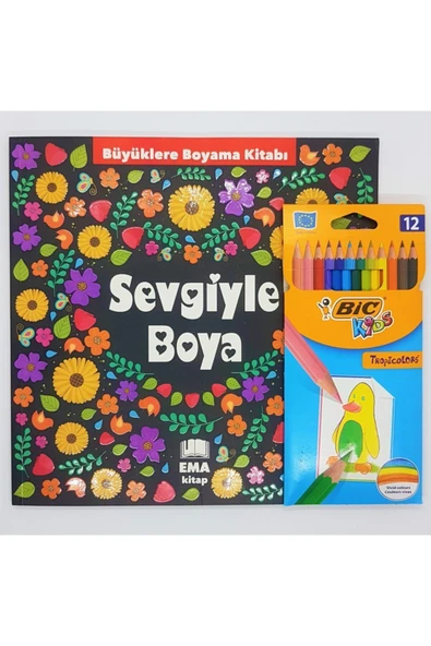 Ema Kitap Ema Büyükler Için Boyama Kitabı Ve Bic 12li Boya Kalemi ürün görseli 1