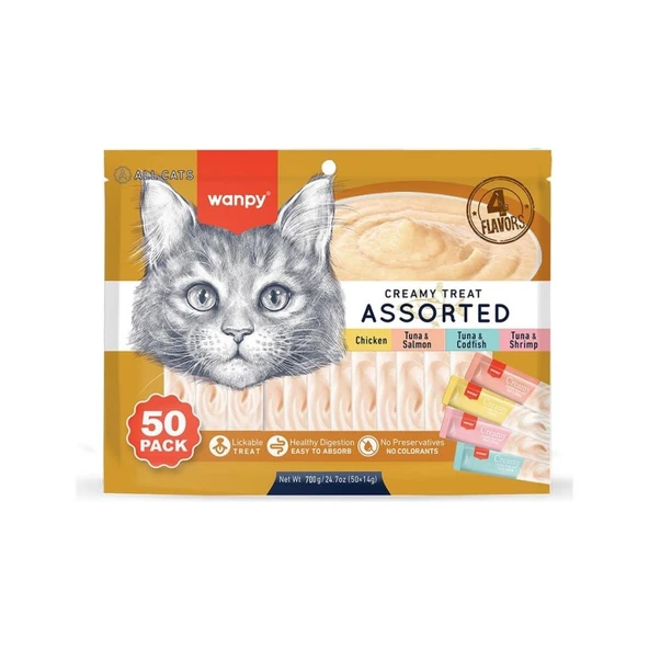 Wanpy Karışık 8 Lezzetli Krema Kedi Ödülü 50*14 gr RAC-MİX ürün görseli 1