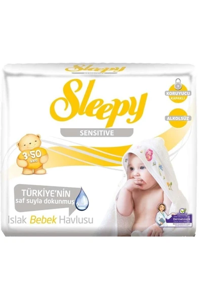 Sleepy Islak Havlu 50 Yaprak 9'lu Set Sensitive - Resim 2