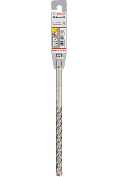 Bosch SDS-PLUS-5X 12x210 mm Beton Delme Ucu – Yüksek Performanslı 4 Kesici Ağızlı Matkap Ucu ürün görseli 1
