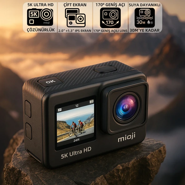 Mioji Action 12 Pro 5K 30FPS 24MP Çift Ekran Wifi 170° Aksiyon Kamerası ürün görseli 1
