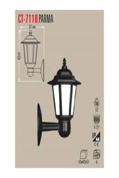 Cata Ct-7110 E27 42cm Siyah Parma Bahçe Apliği - Resim 4