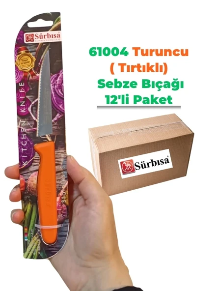 Sürbisa 61004 Sebze Bıçağı Turuncu Lz1 Koli (12 adet Tırtıklı ) ürün görseli 1