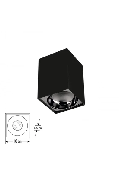Cata Bergama Siyah Platin Sıva Üstü Kare Dekoratif Armatür Ct-5420sp ürün görseli 1