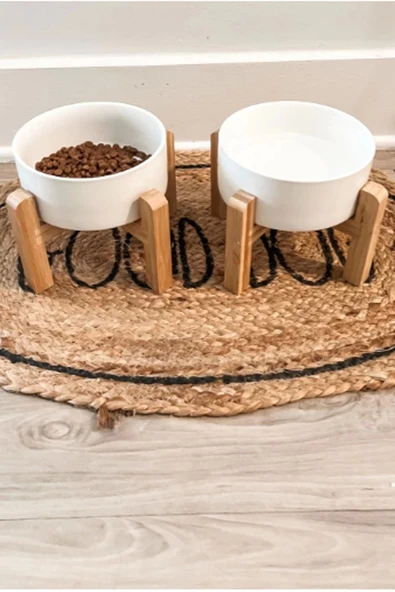 MatGo Pati Kedi Köpek Mama Su Kabı Seramik Kaseli 500Ml Hacimli Kaymaz Şık ve Hijyenik 2’li Set ürün görseli 1