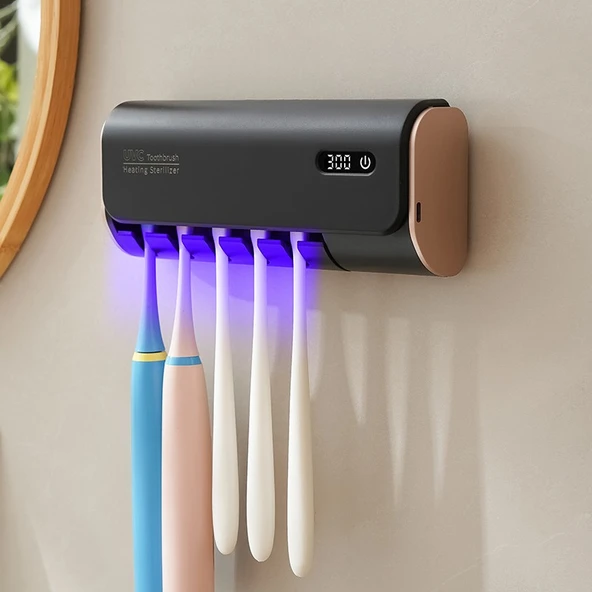Mioji UV5F Pro 2600mAh Şarj Edilebilir UV Sterilizatörü Diş Fırçası Tutucusu Siyah ürün görseli 1