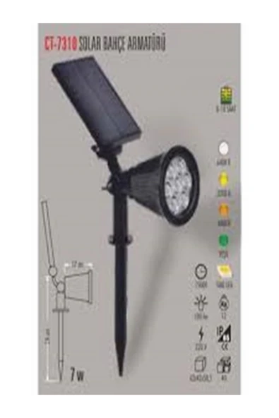 Cata 7W SOLAR BAHÇE ARMATÜRÜ (BEYAZ) - Resim 2
