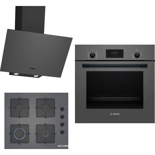 Bosch Ankastre Gri 3 Lü Set 312 (HBF512BH1T-POP6C9P30O-DWK64PJ70T) ürün görseli 1
