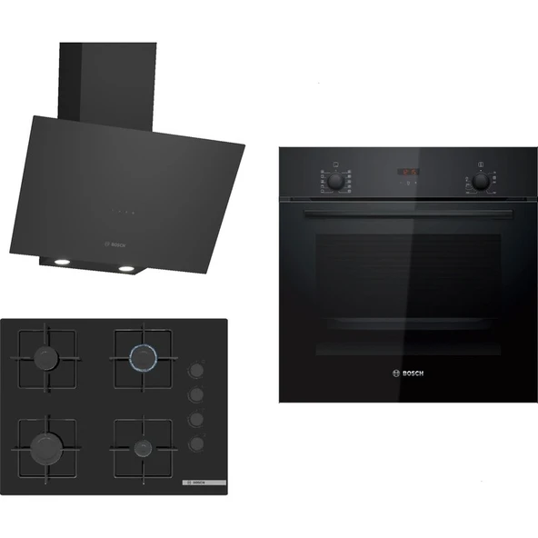 Bosch Siyah 3lü Ankastre Set 318( HBF512BB1T - POP7C6P30O - DWK64PJ60T ) 67 cm Ocak ürün görseli 1