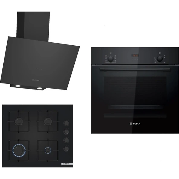 Bosch Siyah 3lü Ankastre Set 315( HBF512BB1T - POP6C6P30O - DWK64PJ60T ) ürün görseli 1