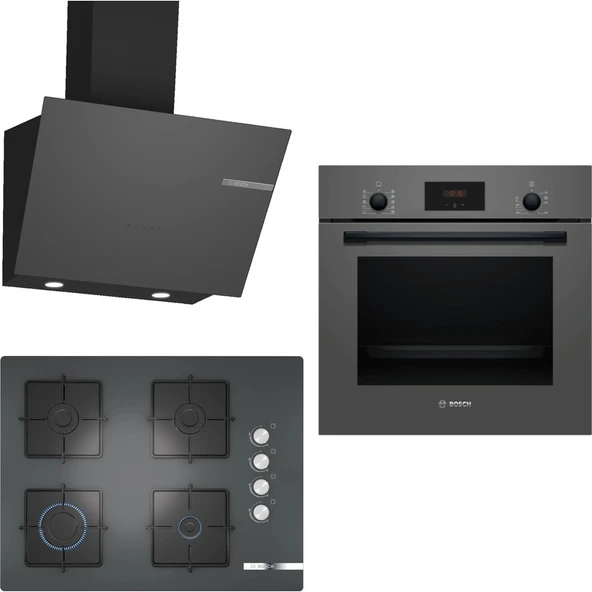 Bosch Gri 3 Lü Ankastre Set 263 ( HBF512BH1T - POP7C9O12O - DWK66PJ70T ) ürün görseli 1