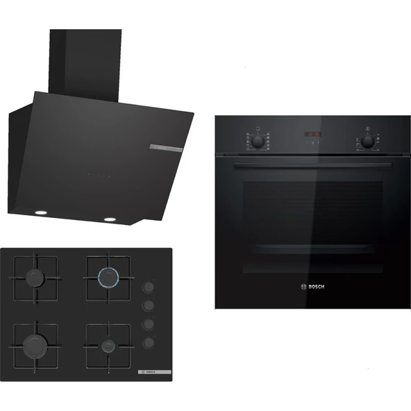 Bosch Siyah 3lü Ankastre Set 319( HBF512BB1T - POP7C6P30O - DWK66PJ60T ) 67 cm Ocak ürün görseli 1