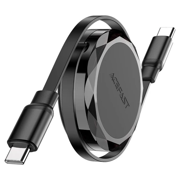 Acefast USB-C to USB-C Makaralı Kablo 60W Güç 0.8 Metre PPS 2.0 - Super Hızlı Şarj - Apple Uyumlu Type-C Şarj Data Kablosu - C13-03 ürün görseli 1