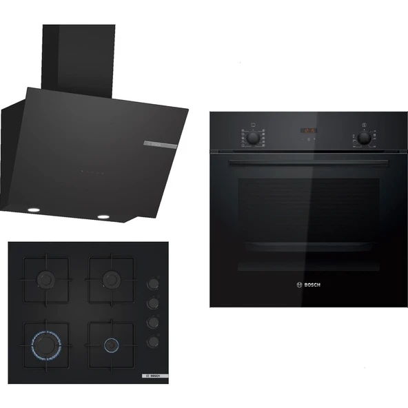 Bosch Siyah 3lü Ankastre Set 316( HBF512BB1T - POP6C6P30O - DWK66PJ60T ) ürün görseli 1