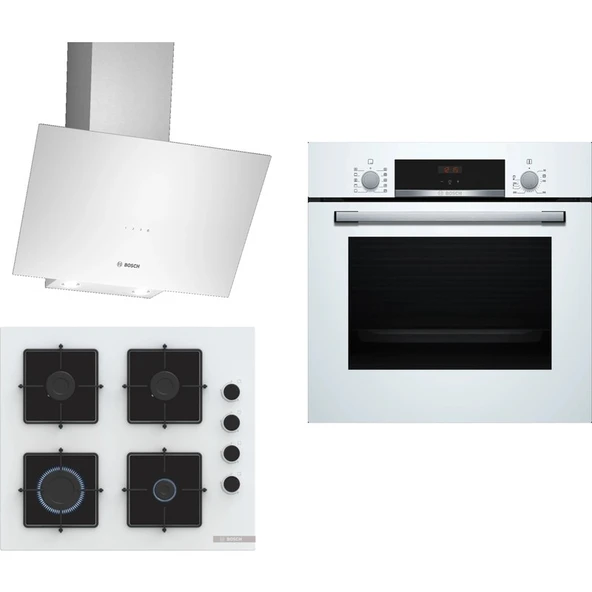 Bosch Beyaz 3 Lü Ankastre Set 280 ( HBF512BW1T - POP6C2P30O - DWK64PJ20T ) ürün görseli 1