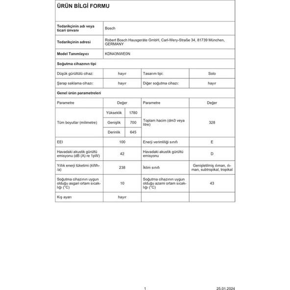 Bosch KDN43NWE0N 328 Lt Buzdolabı - Resim 5
